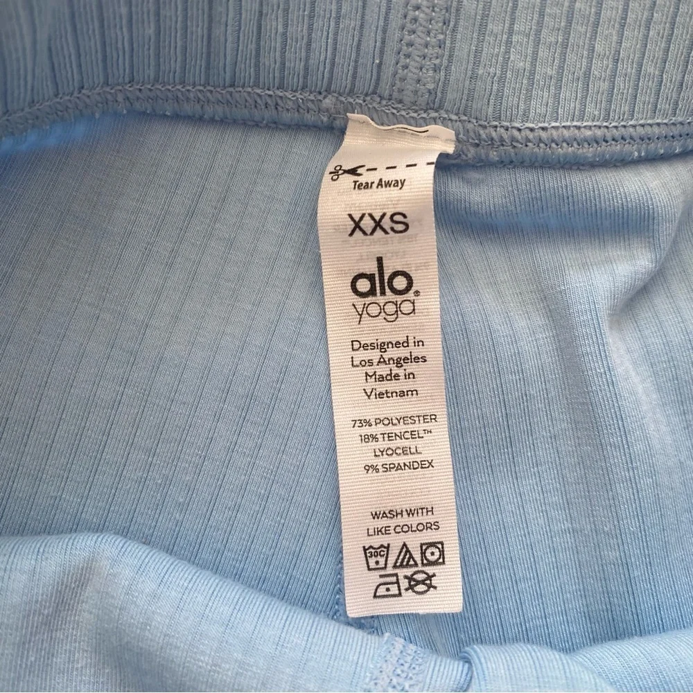 ALO Yoga Light Blue Ribbed High-Waist 7/8 Blissful Legging XXS